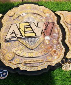 AEW World Championship Replica Belt for Sale Real Leather & Metal Plates (custom nameplate possible)